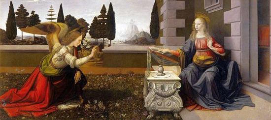 レオナルド・ダ・ヴィンチ（1452年-1519年）の『受胎告知』